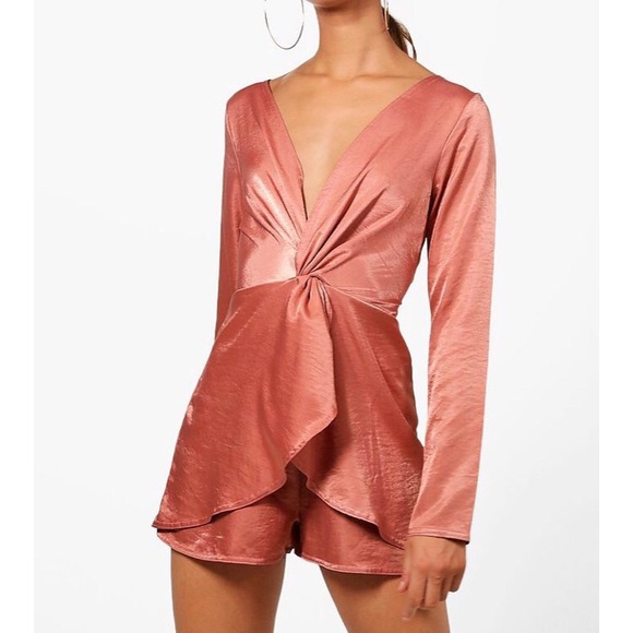 ASOS Pants - NWT silky layered long sleeve romper floral